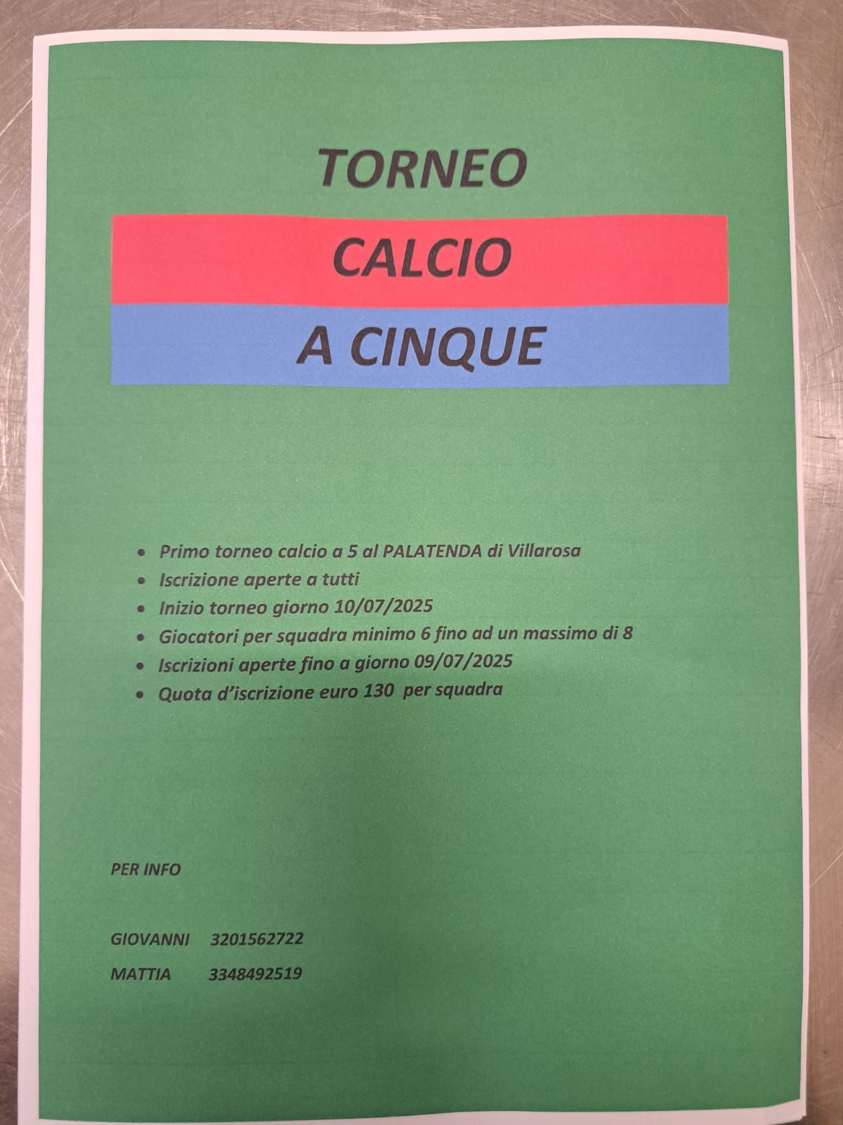 torneo calcio a 5 villarosa