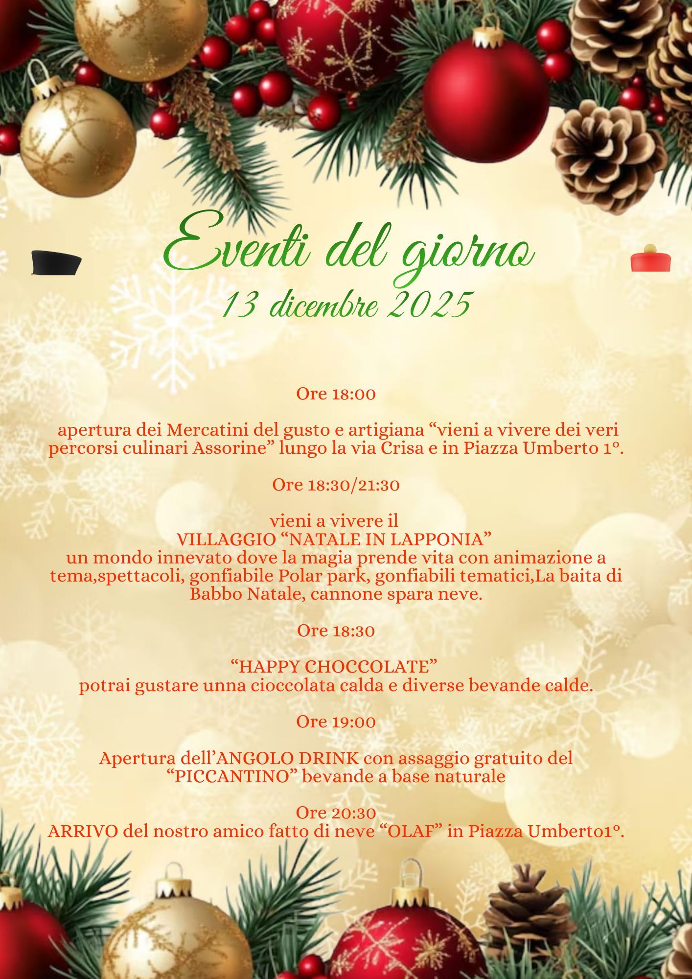 eventi del 13 dicembre